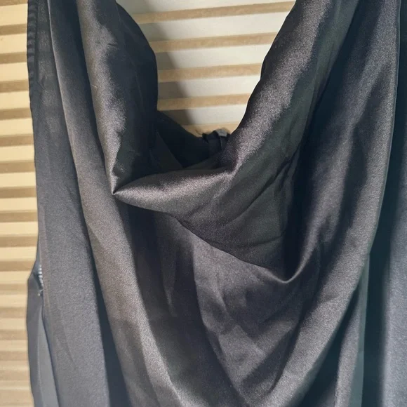 PrettyLittleThing Black Satin Cowl Neck Slip Dress XL NWT - Picture 2 of 6